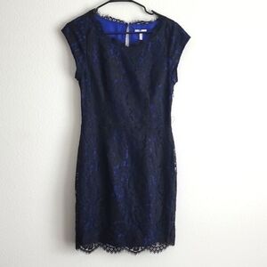 Joie Mini Black With Blue Lining lace Minimalist Contemporary dress